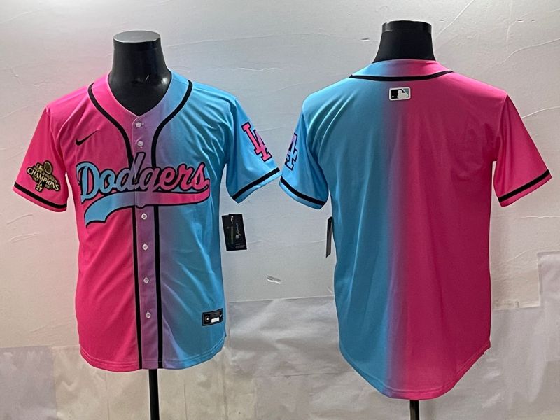 Men 2025 Los Angeles Dodgers Blank Blue pink Game Nike MLB Jersey style 002->los angeles dodgers->MLB Jersey
